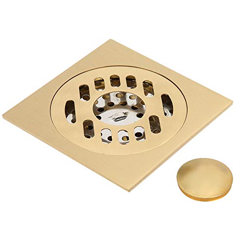 ciciglow Desagüe De Piso Redondo De Latón para El Hogar, Filtro Protector De Desagüe para Ducha De Pelo con Rejilla De Rejilla De Cubierta Extraíble para Baños, Cocinas, Inodoros
