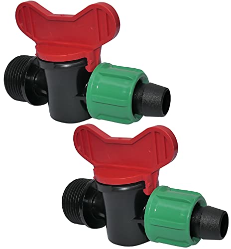 AERZETIX - Juego de 2 grifos de cierre 16mm x 3/4'' para manguera de jardín/presión 4 bar - válvula rosca exterior - racor/adaptador para sistema de riego por goteo - C48600