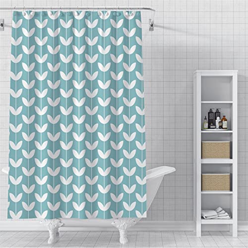Hojas Azules Cortina de Ducha para Baño 180x180cm Cortina de Baño de Diseño Moderno, Tela Impermeable, Resistente Y Antimoho, Cortina De Ducha con 12 Ganchos
