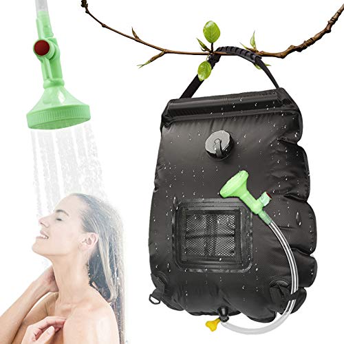 RANJIMA Bolsa de Ducha, 20L Bolsa de Ducha Solar Ducha de Acampada Portátil Ducha de Camping Solar Aire Libre Ducha con Manguera y Cabezal de Ducha para Acampada Playa Jardín Senderismo