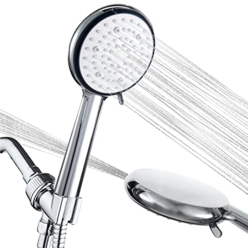 Cabezal de Ducha con Mango, Cabezal de Ducha Desmontable de 7 Modos para Ahorro de Agua con Boquilla de Alta Presión Incorporada para Bañera, Mascotas y Limpieza en Seco de Cabello y Piel