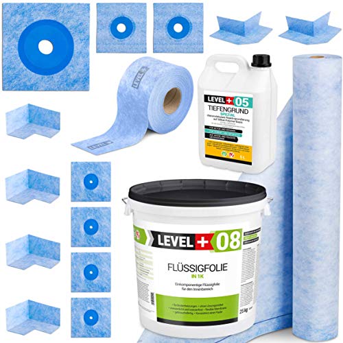 Mega Juego de Sellado para Ducha de Baño Lámina líquida 25Kg Cinta de Sellado de Profundidad SET52