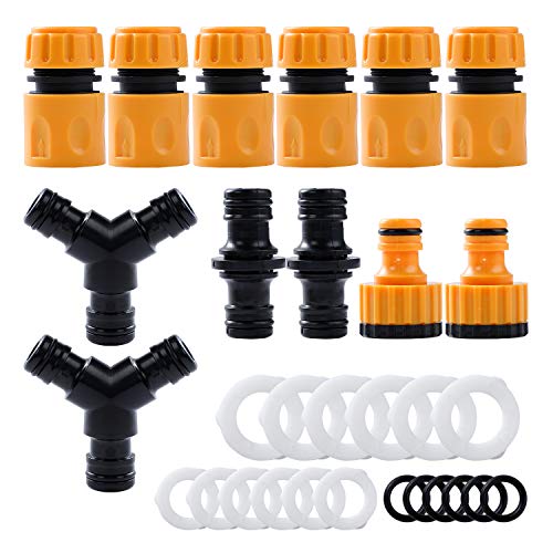 EXTSUD Kit de Conector de Manguera de Jardín Accesorios Manguera, Conectores de Manguera Rapido, Conectores Doble Macho, Conector para Grifos, Lavadoras