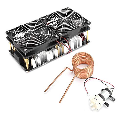 Denash Tablero de Calentamiento por inducción, módulo Calentador de Alta frecuencia de Alta Potencia de 2500 W con Bobina Espiral y Bomba de Agua