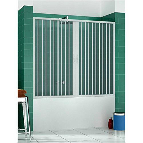 Mampara bañera de PVC de 1 lado con dos puertas de 160/170 x 150 cm