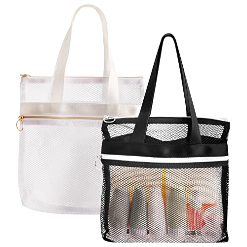 2 Bolsas de Organizador de Ducha de Malla Portátil Transpirables, Bolsa de Organizador de Ducha de Malla con Cremallera, Bolsas Organizador de Ducha Colgante Ligera para Baño, Gimnasio, Playa