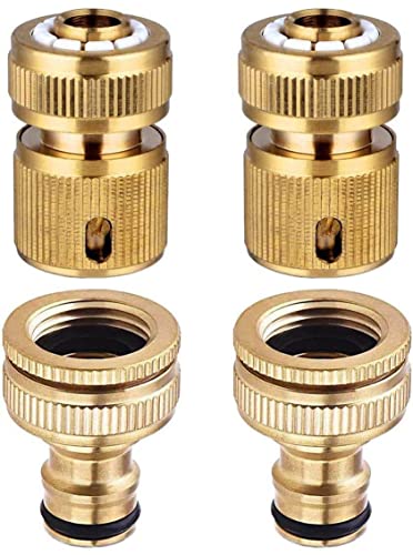 Conector de manguera de jardín de 1/2 pulgadas y 3/4 pulgadas, adaptador de manguera de jardín 2 en 1, fácil de cambiar al tamaño deseado, conectar los grifos y las mangueras rápidamente (4 unidades)