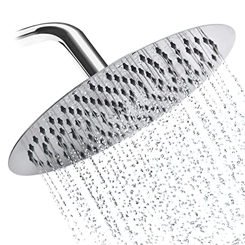 Alcachofa ducha redonda de 12 ''/30cm Alcachofas fijas para ducha de acero inoxidable 304 alcachofa ducha alta presión alcachofa ducha lluvia Conector de rotación G1/2'' acabado en cromo pulido