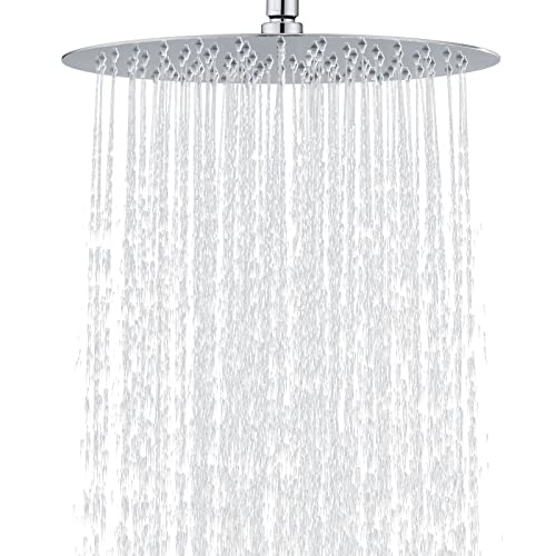DETBOM Alcachofa de ducha redonda de 30 cm, ducha de lluvia con boquillas antical, cabezal de ducha de lluvia redondo de acero inoxidable