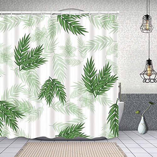 Dfform Cortina Baño,eucalipto patrón Transparente follaje de árbol Diferente,Cortina de Ducha Tela de Poliéster Resistente Al Agua Cortinas de Ducha Baño con 12 Ganchos,150x180cm